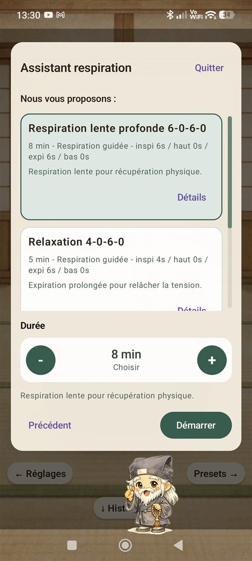 Breathing assistant suggestions