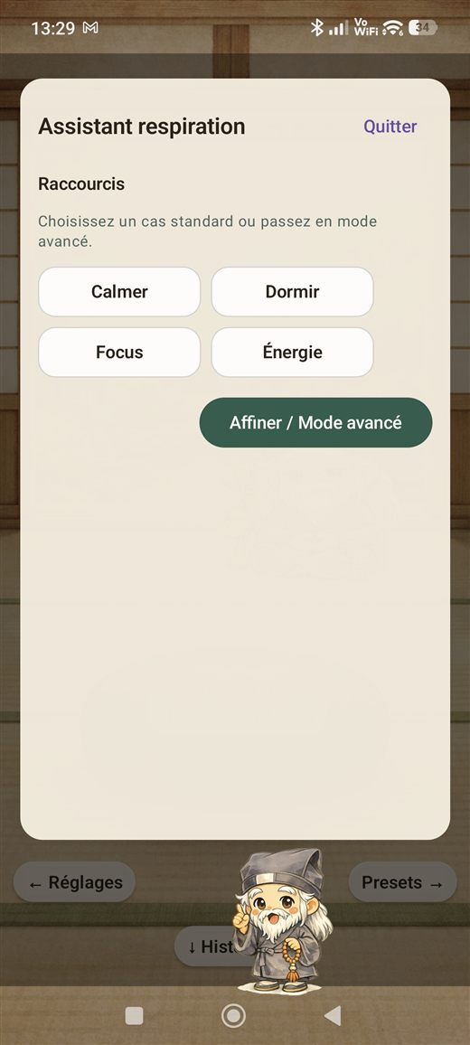 Breathing assistant shortcuts
