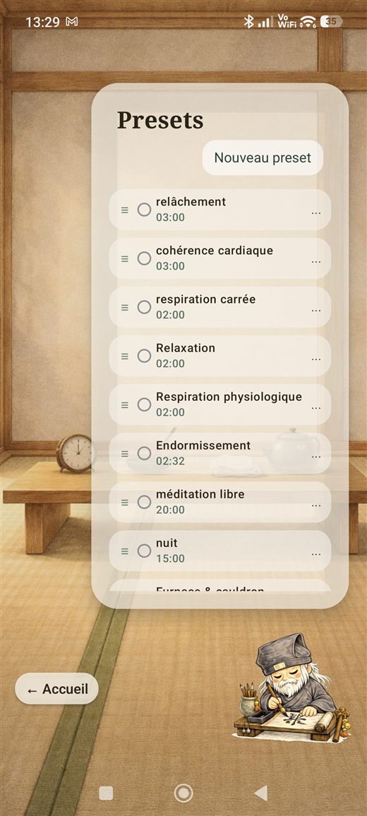 Mediblation session list